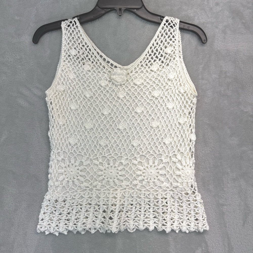 Exquisite White Crochet Tank Top Size S